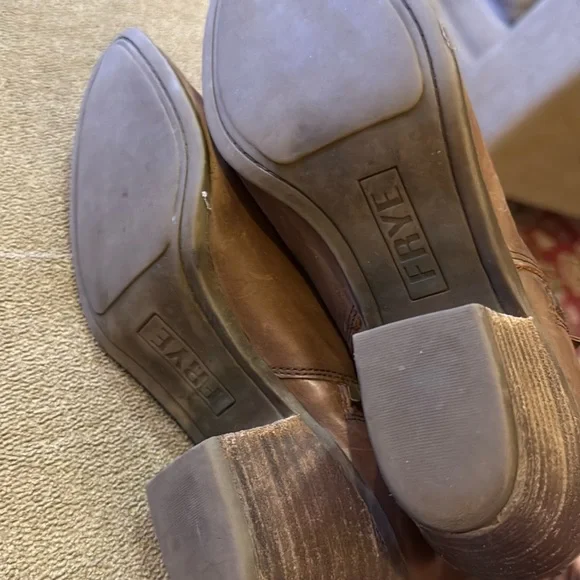 Frye Women’s Brown Leather Side Zip Ankle Boots Size 8.5 (TD) - Picture 8 of 11